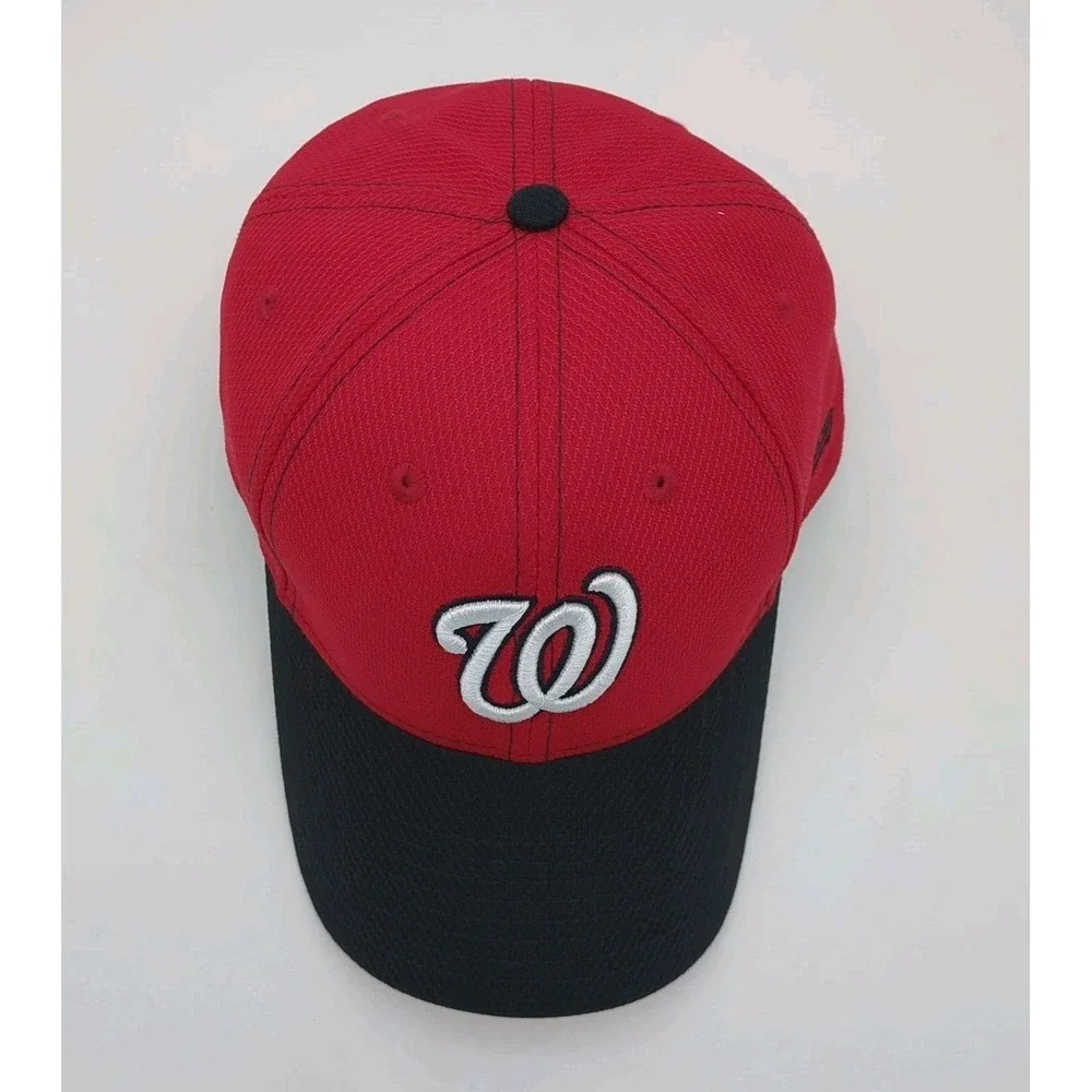 Washington Nationals Hat Cap Strapback Adjustable Red Black Mens New Era Mesh